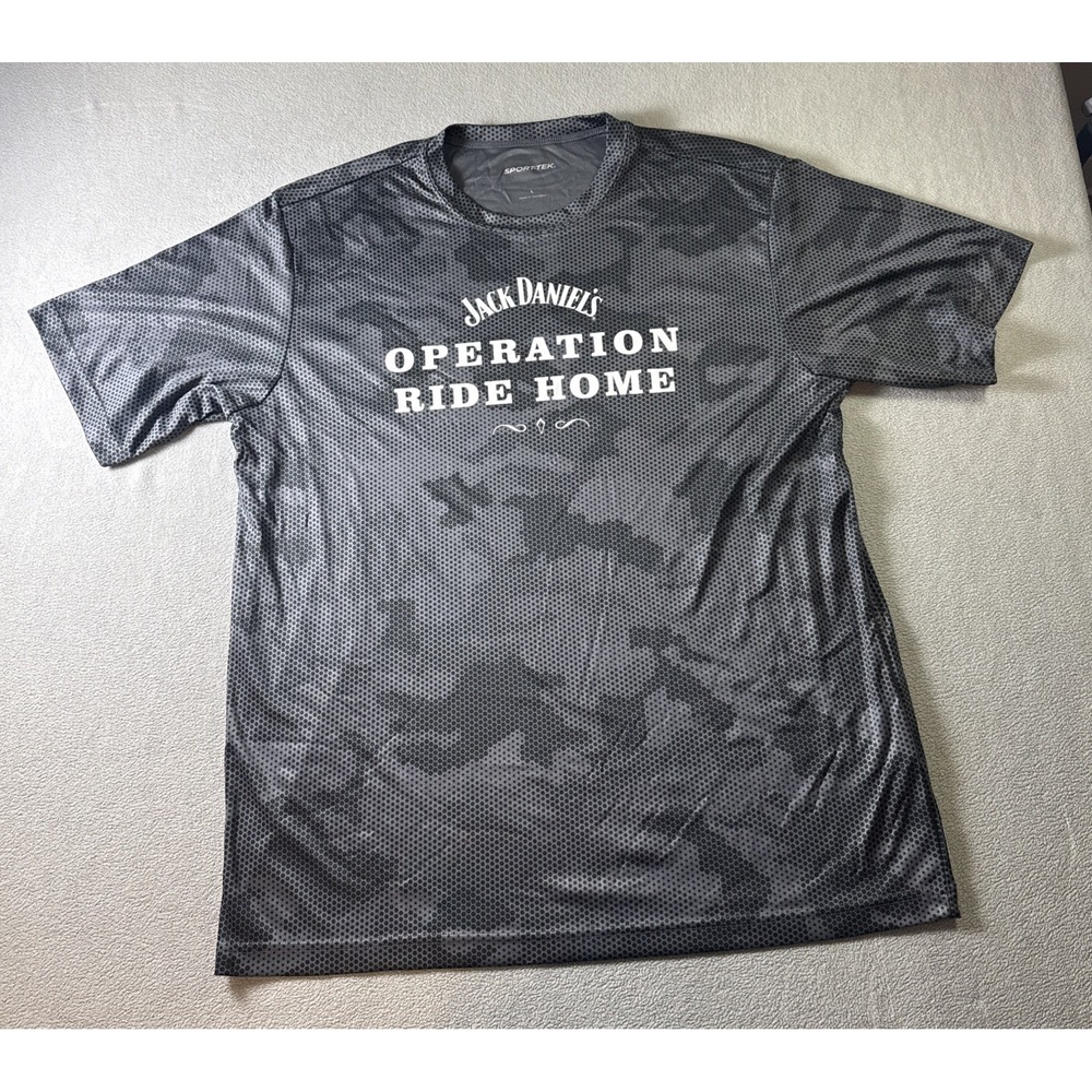 NEW Jack Daniels Operation Ride Home T Shirt Large Camo Military Biker Dri Fit